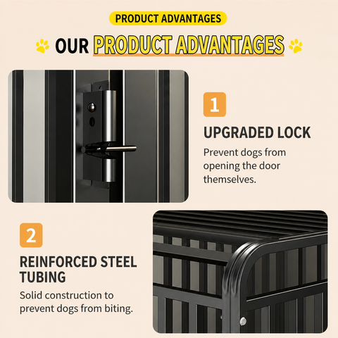 Reinforced Metal Dog Crate with Integrated Toilet Area