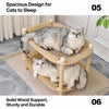 Two-Tier Wooden Cat Bed with Scratching and Woven Mats
