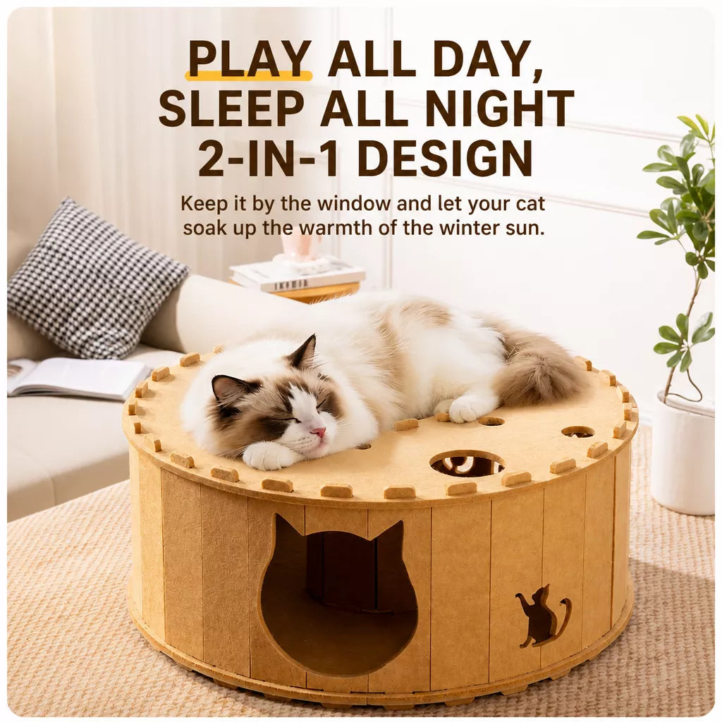 Donut-Shaped Felt Cat Scratcher Tunnel Bed
