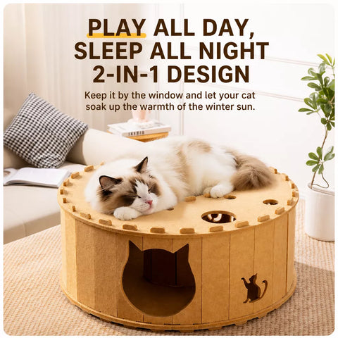 Donut-Shaped Felt Cat Scratcher Tunnel Bed