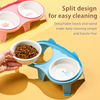 Ceramic Double Cat Bowls with Stand