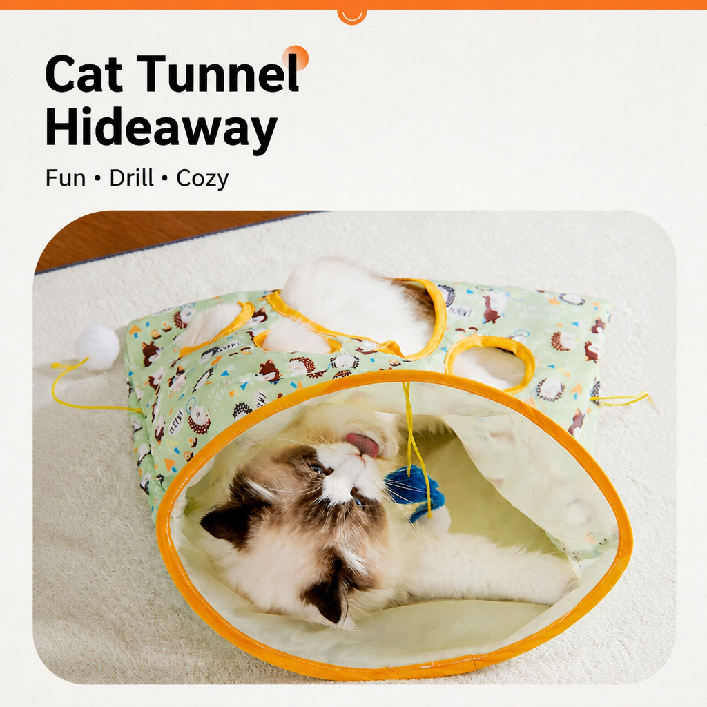Foldable Crinkle Cat Tunnel Toy