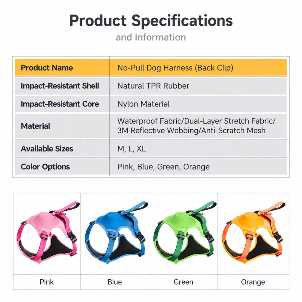 Nylon Dog Harness with Retractable Leash