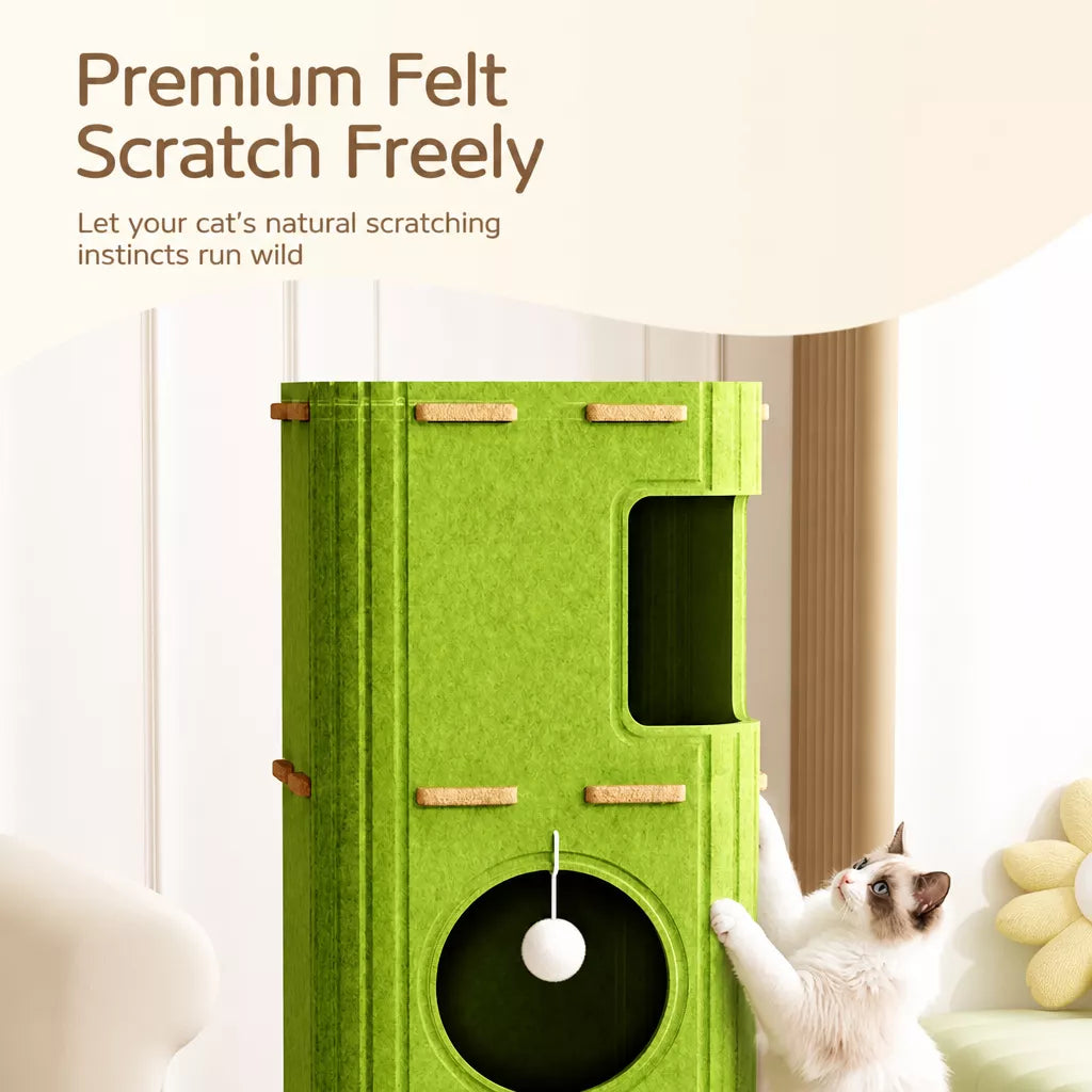 Multi-Level Cat Tree with Enclosed Hideaway & Scratching Boards