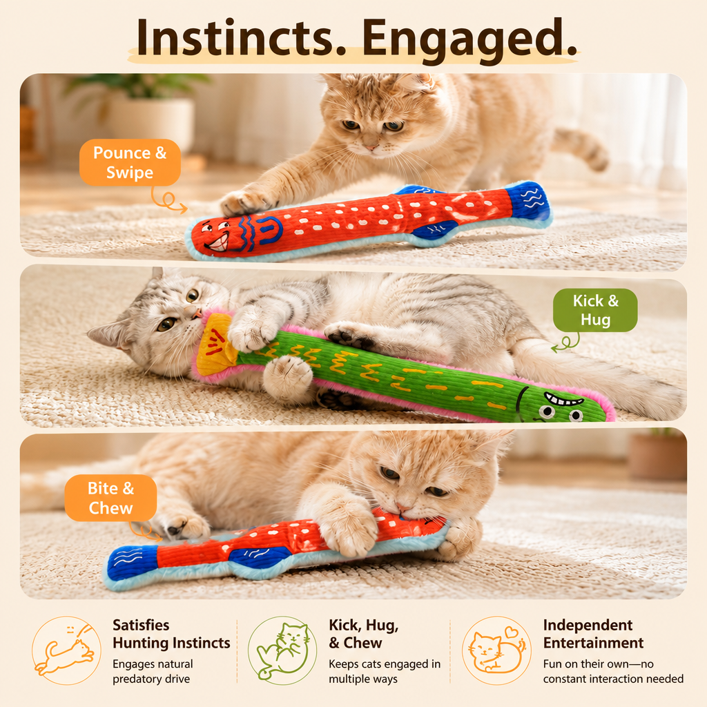 Fish-Shaped Crinkle Cat Toy for Indoor Play