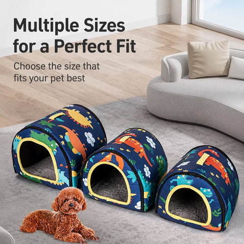 Semi-Enclosed Waterproof Pet Bed for Small Dogs & Cats