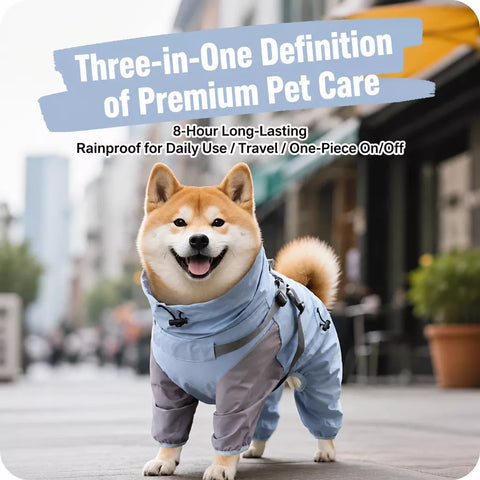 Hooded Four-Leg Dog Raincoat for Rainy Walks