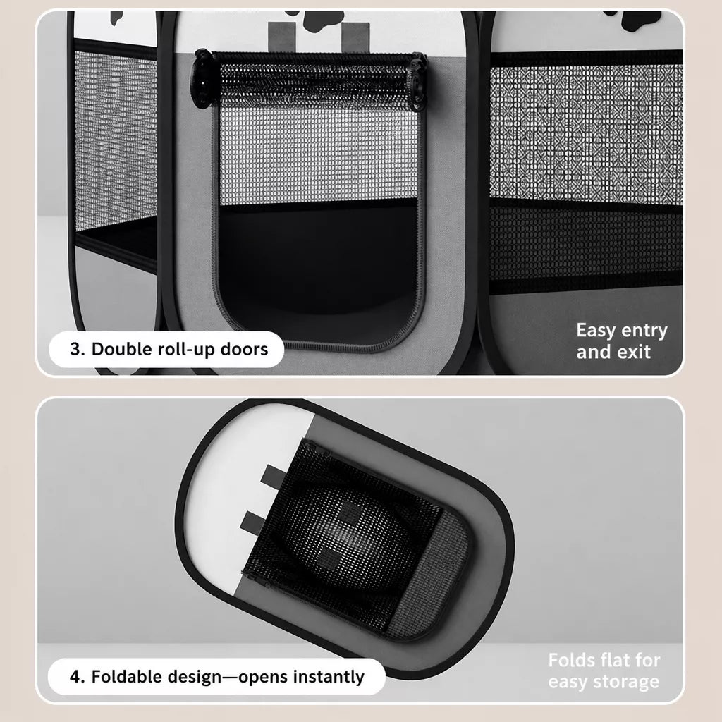 Foldable Enclosed Patchwork Pet Bed for Cats & Dogs