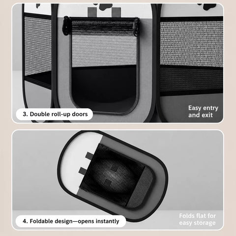 Foldable Enclosed Patchwork Pet Bed for Cats & Dogs
