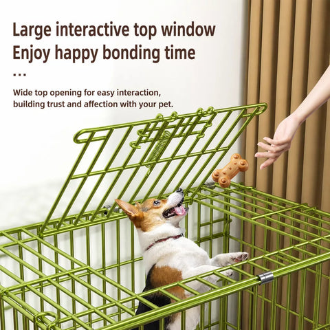 Indoor Reinforced Iron Dog Crate with Tray for Small to Medium Dogs