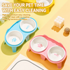 Ceramic Double Cat Bowls with Stand