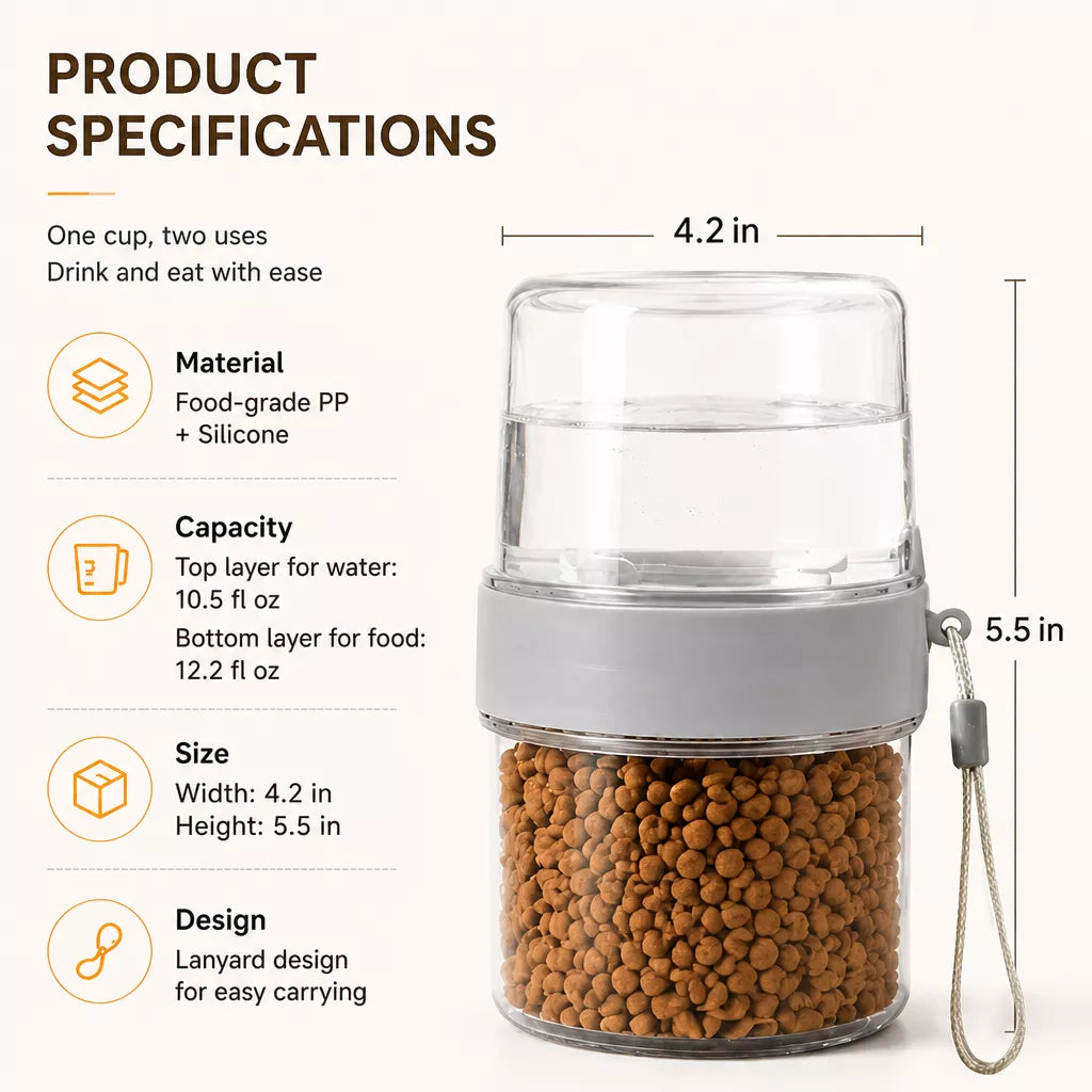 2-in-1 Portable Dog Water Bottle & Treat Container