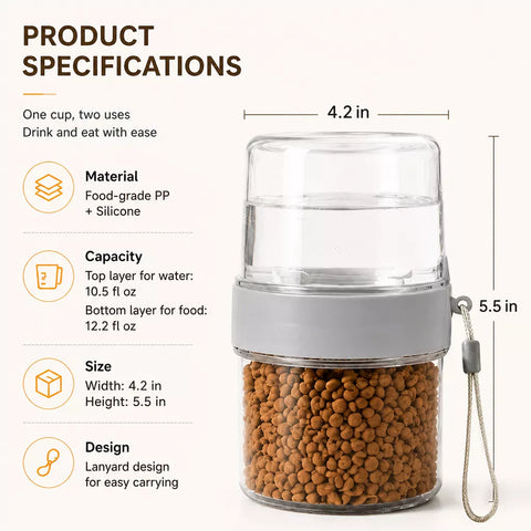 2-in-1 Portable Dog Water Bottle & Treat Container
