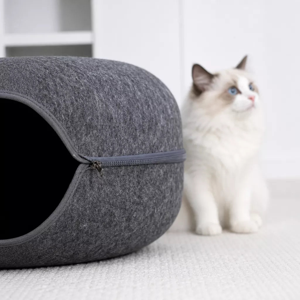 Enclosed Donut Pet Bed with Tunnel