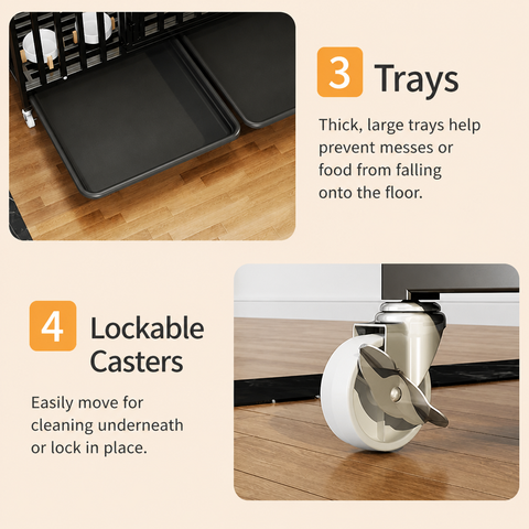 Reinforced Metal Dog Crate with Integrated Toilet Area