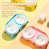 Ceramic Double Cat Bowls with Stand