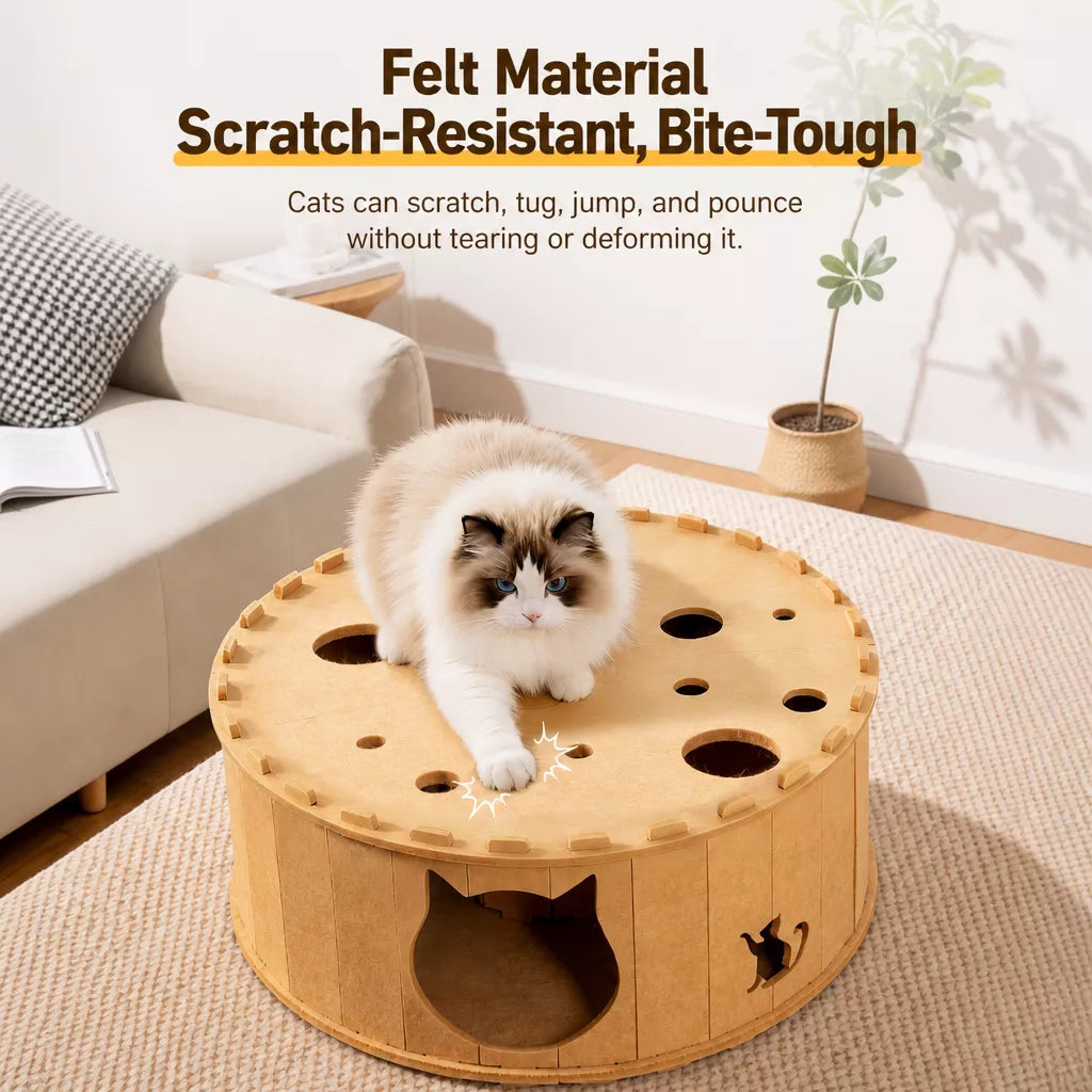 Donut-Shaped Felt Cat Scratcher Tunnel Bed