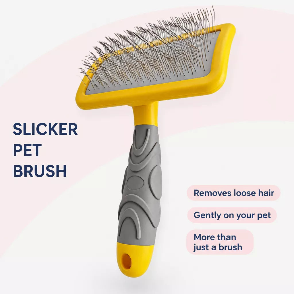 Dog & Cat Grooming Pin Brush for Loose Fur & Tangles