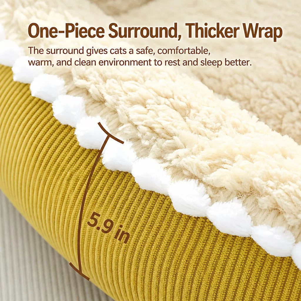 Washable Semi-Enclosed Pet Bed for Cats and Small Dogs