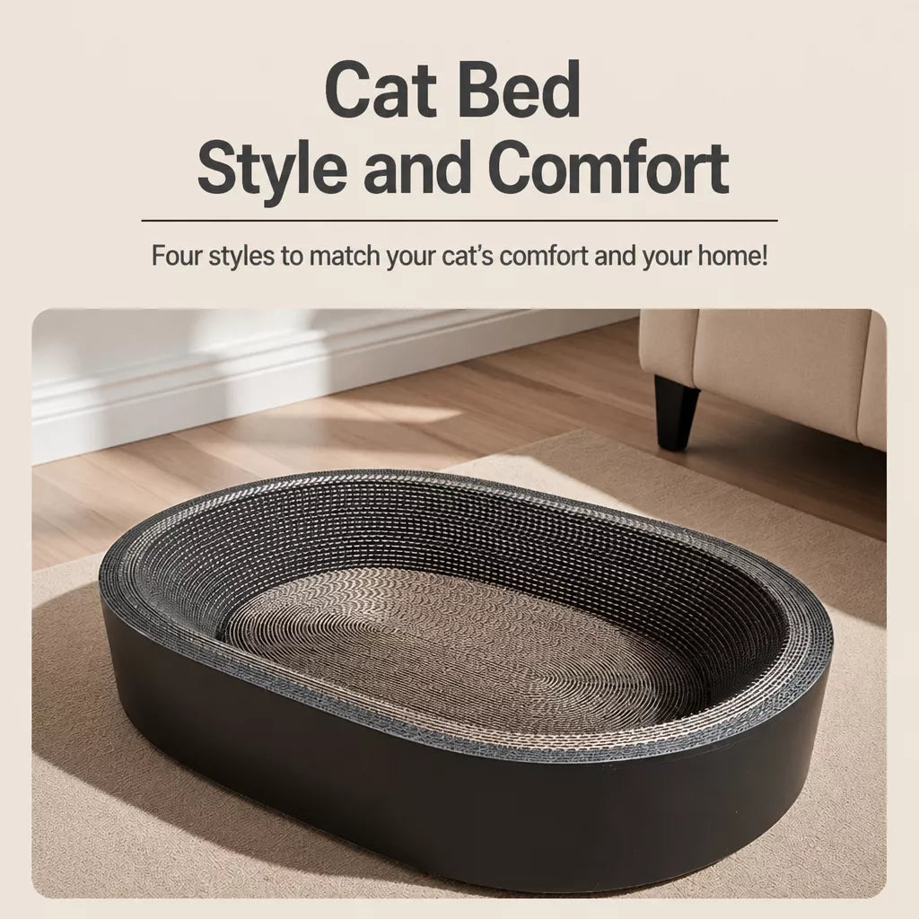 Oval Corrugated Cardboard Cat Scratcher Lounge for Cats