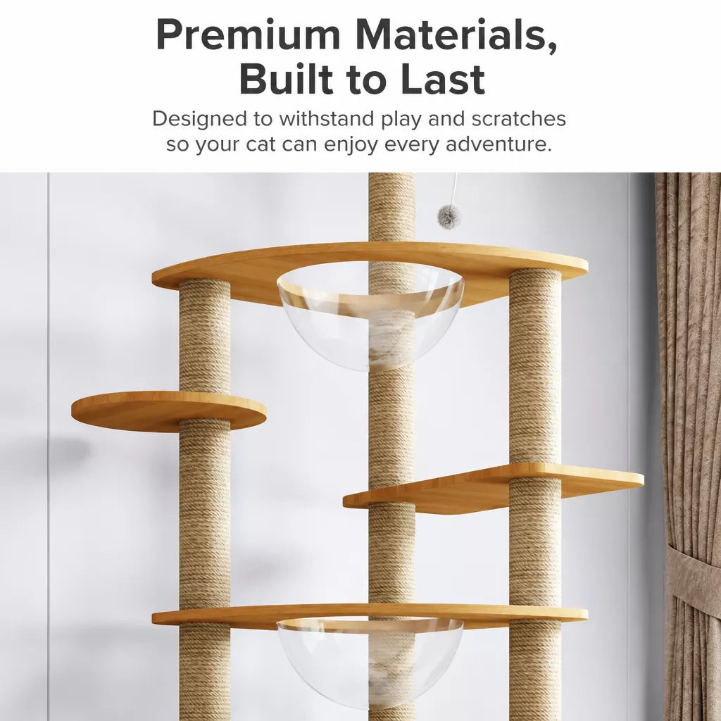 Multi-Level Solid Wood Cat Tree with Scratching Posts