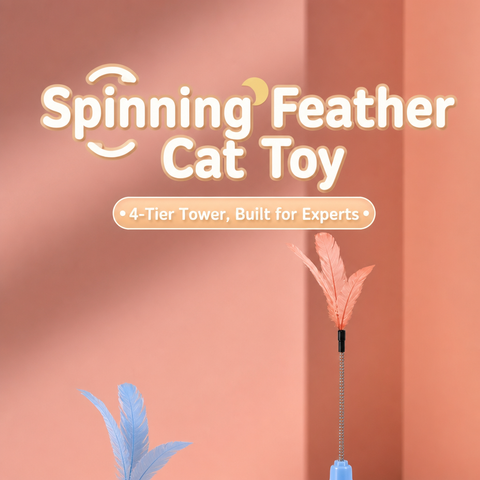 Interactive Cat Spinner Toy with Feather Wand & Balls