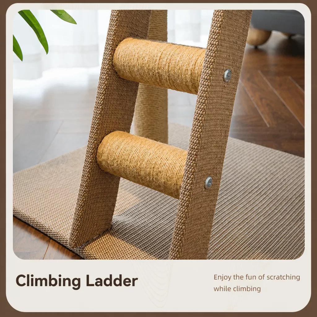 Two-Level Cat Tree with Oval Hideaway and Sisal Scratching Surface