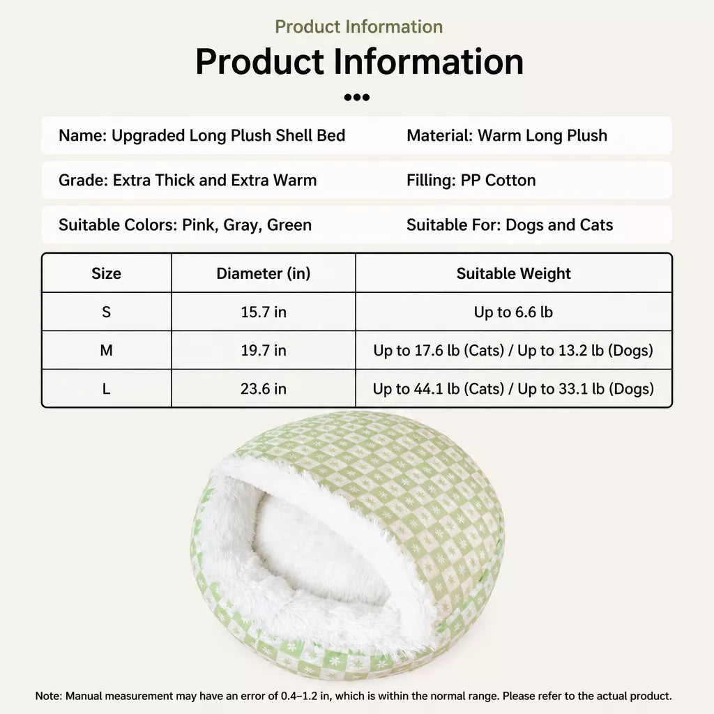 Enclosed Plush Pet Bed for Cats and Small Dogs