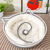 Linen-Look Cat Bed with Integrated Scratching Pad