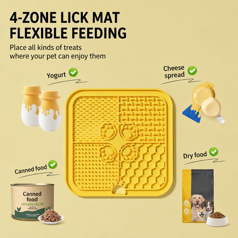 Four-Section Silicone Lick Mat for Dogs