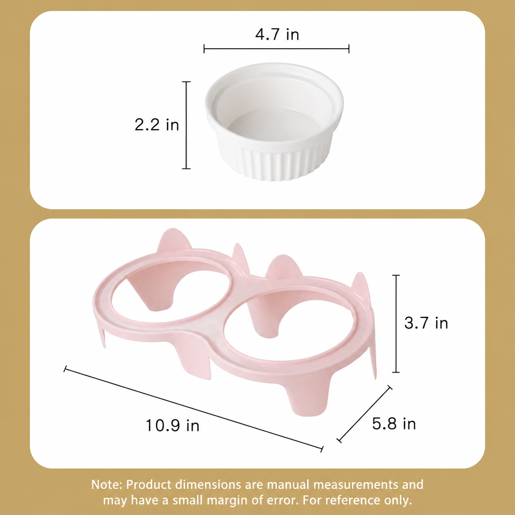 Elevated Double Ceramic Pet Bowls with Stand