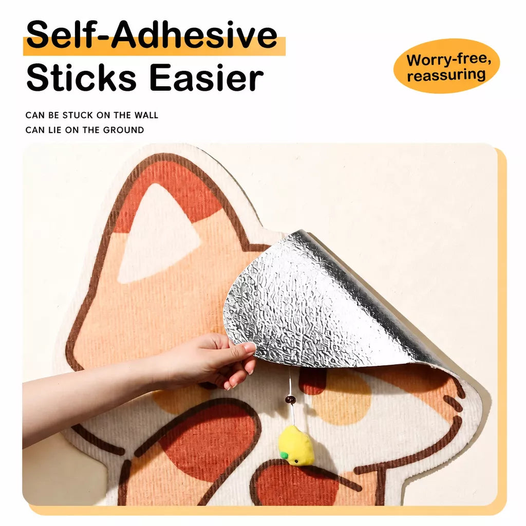 Vertical Wall-Mounted Cat Scratcher with Self-Adhesive Backing
