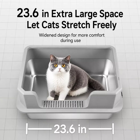 Extra-Large Stainless Steel High-Sided Cat Litter Box p-05697