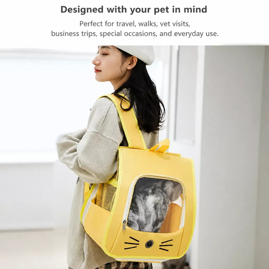 Breathable Cat Carrier Backpack with Panoramic Window for Travel