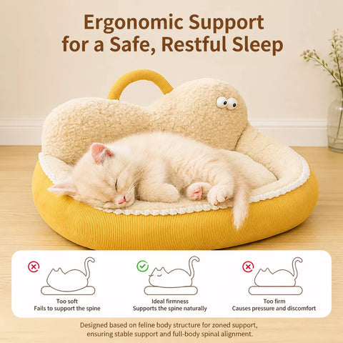 Washable Semi-Enclosed Pet Bed for Cats and Small Dogs