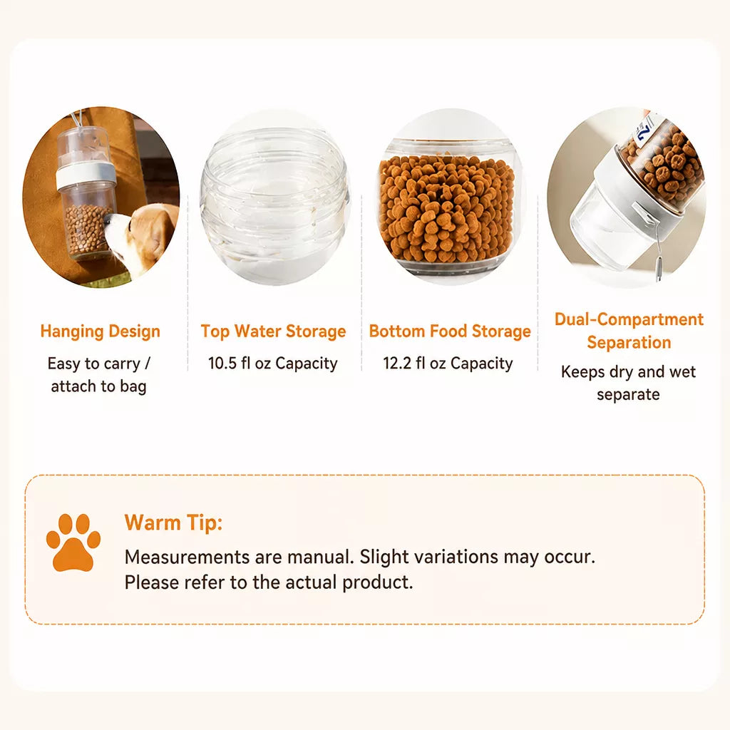 2-in-1 Portable Dog Water Bottle & Treat Container