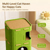 Multi-Level Cat Tree with Enclosed House and Scratching Areas