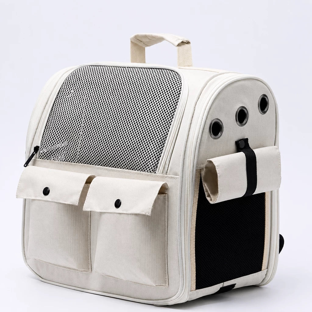Breathable Cat Carrier Backpack with Roll-Up Shade