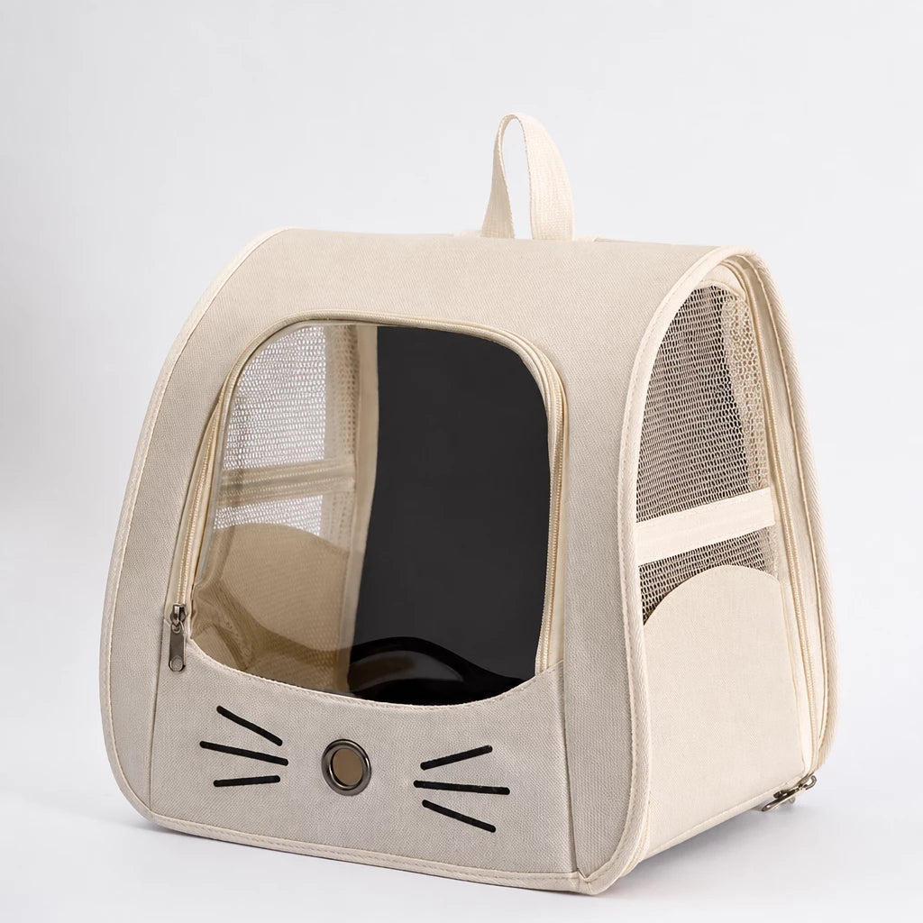 Breathable Cat Carrier Backpack with Roll-Up Shade