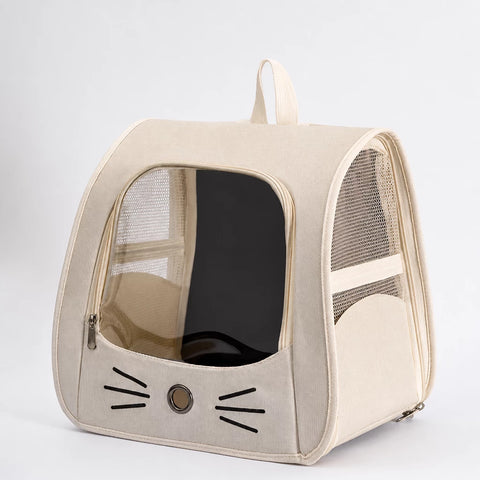 Breathable Cat Carrier Backpack with Roll-Up Shade