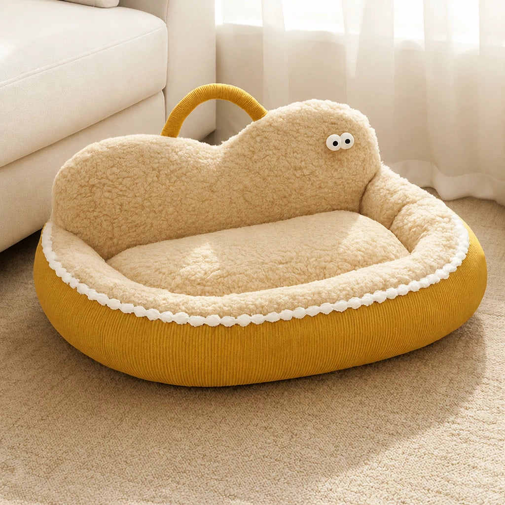 Washable Semi-Enclosed Pet Bed for Cats and Small Dogs