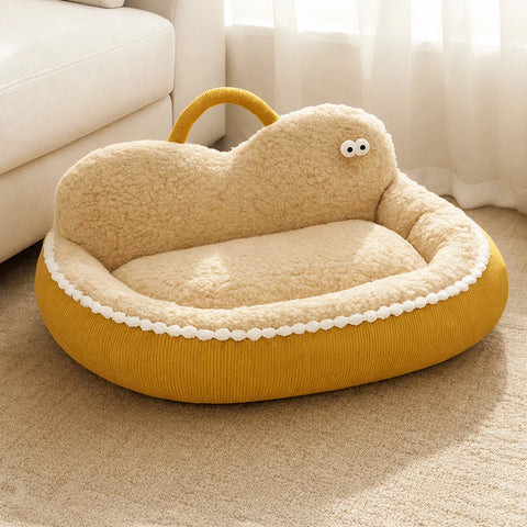 Washable Semi-Enclosed Pet Bed for Cats and Small Dogs