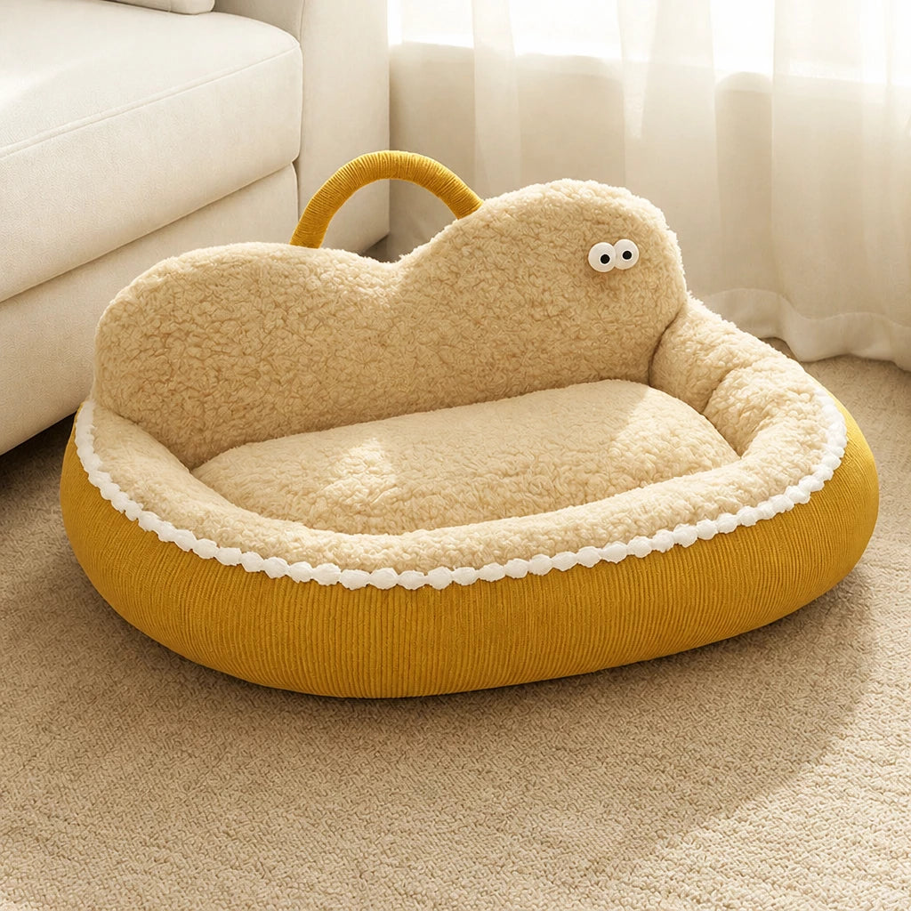 Washable Semi-Enclosed Pet Bed for Cats and Small Dogs