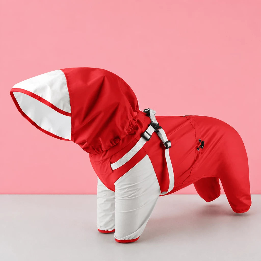 Hooded Four-Leg Dog Raincoat for Rainy Walks