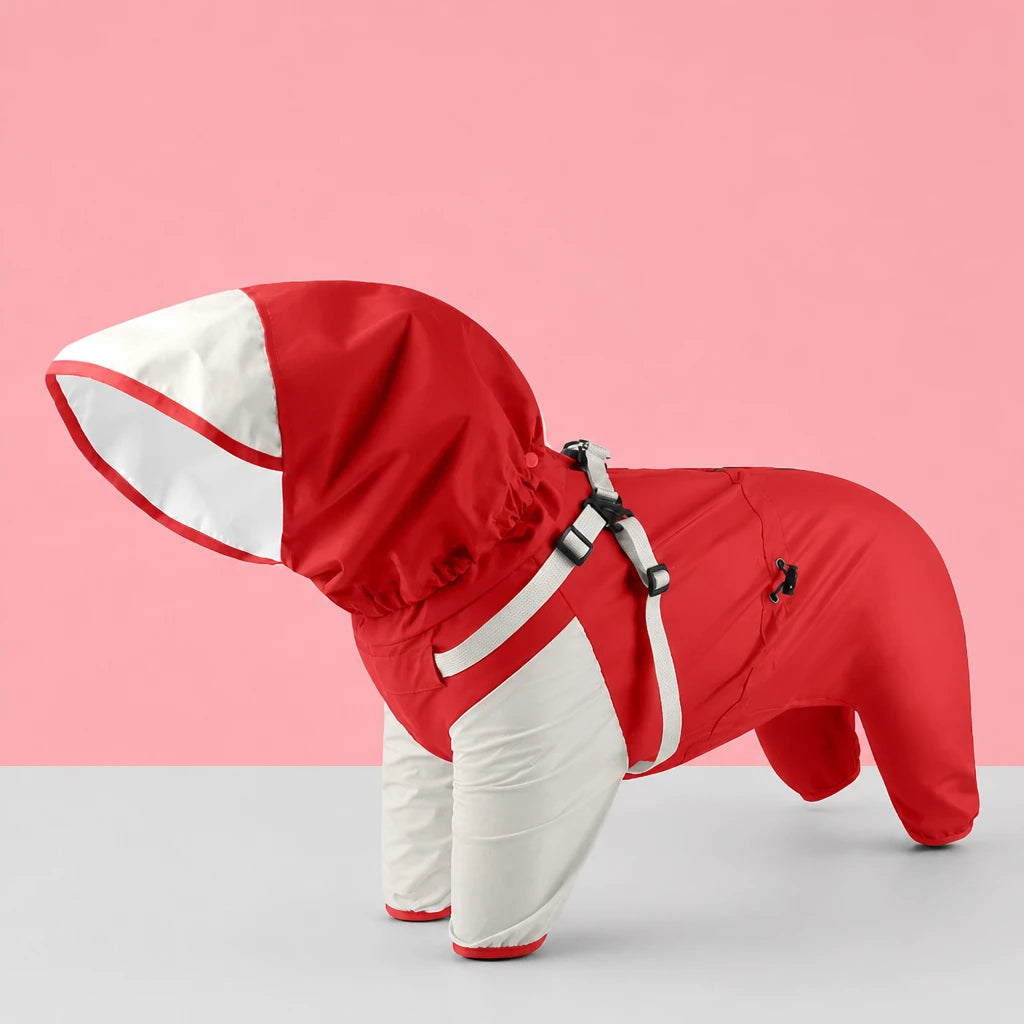 Hooded Four-Leg Dog Raincoat for Rainy Walks
