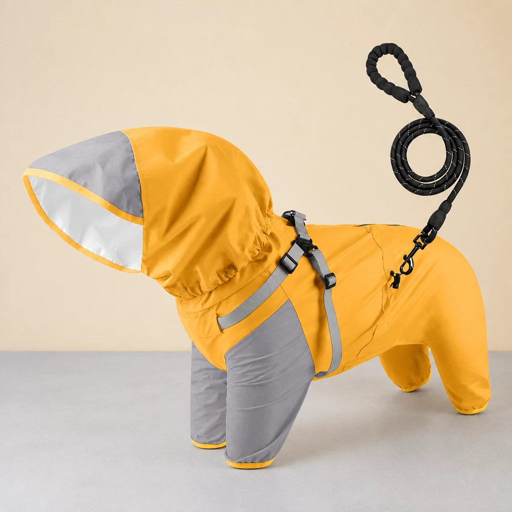 Hooded Four-Leg Dog Raincoat for Rainy Walks
