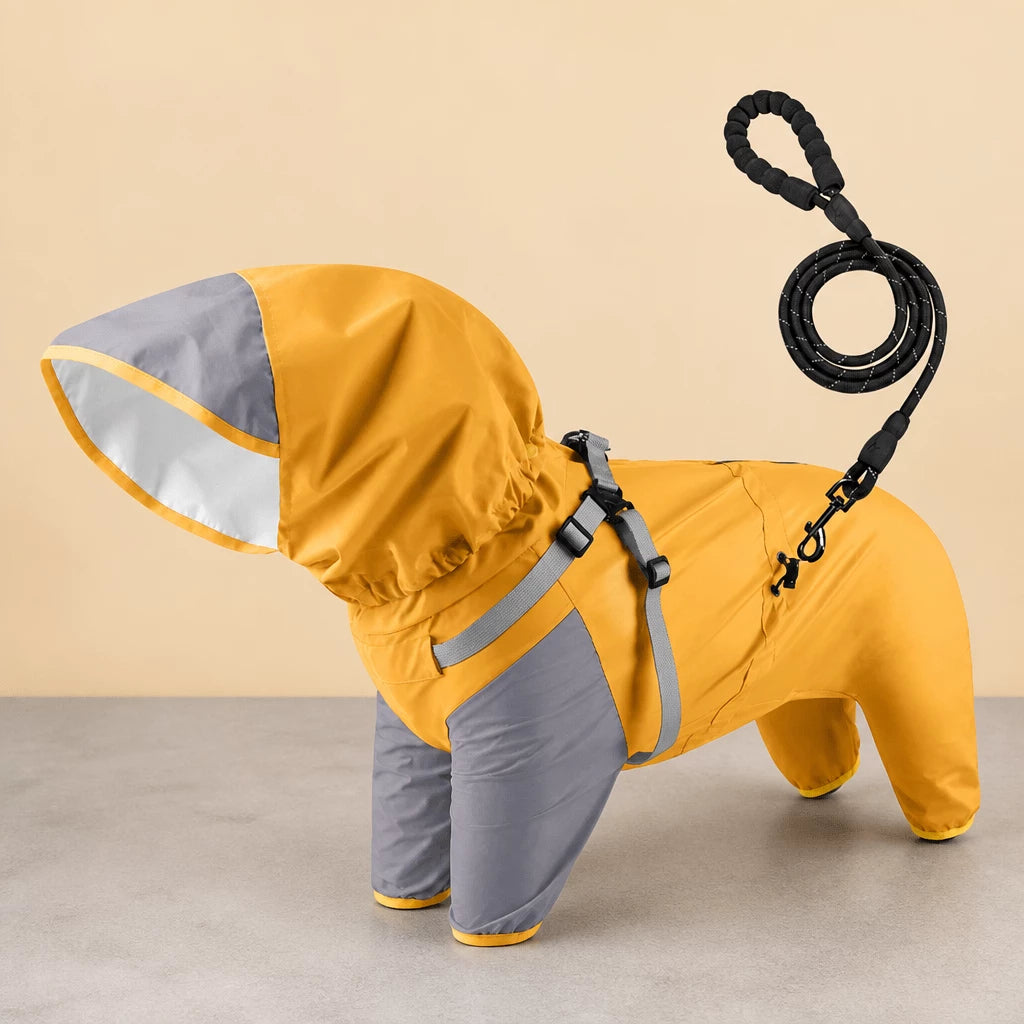 Hooded Four-Leg Dog Raincoat for Rainy Walks