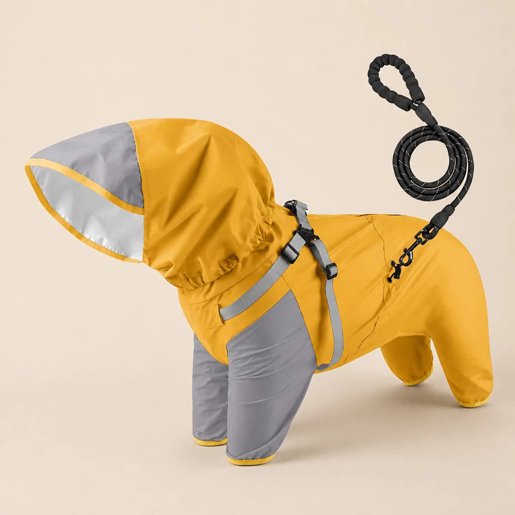 Hooded Four-Leg Dog Raincoat for Rainy Walks