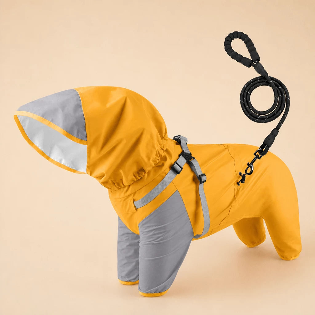 Hooded Four-Leg Dog Raincoat for Rainy Walks