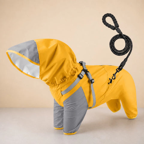 Hooded Four-Leg Dog Raincoat for Rainy Walks